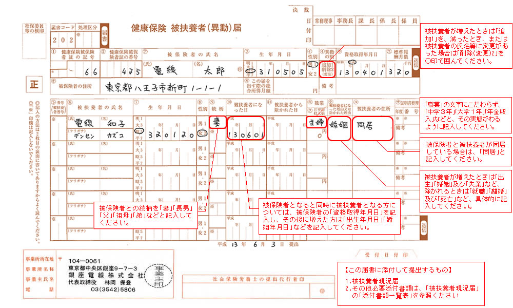 被 扶養 者 異動 届