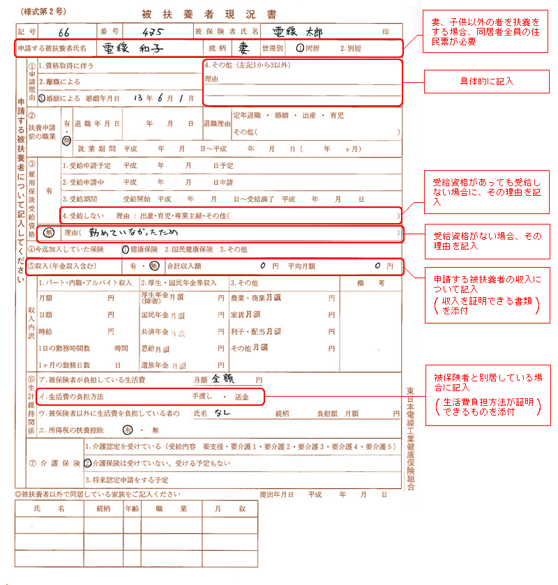 書き方 被扶養者届
